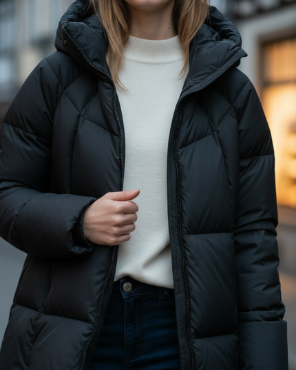 Daunenjacke Damen mittellang mit Kapuze, 90 % Daunen - Ansicht 4