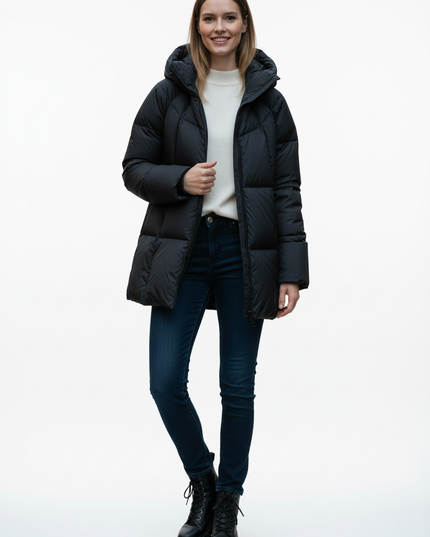 Daunenjacke Damen mittellang mit Kapuze, 90 % Daunen - Ansicht 5