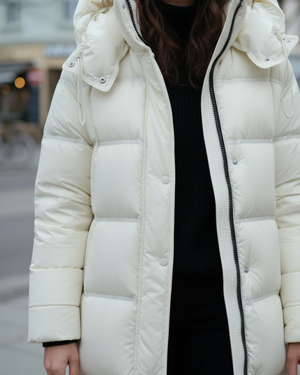 Daunenjacke Damen warm lang mit Kapuze, 90 % Daunen - Ansicht 4