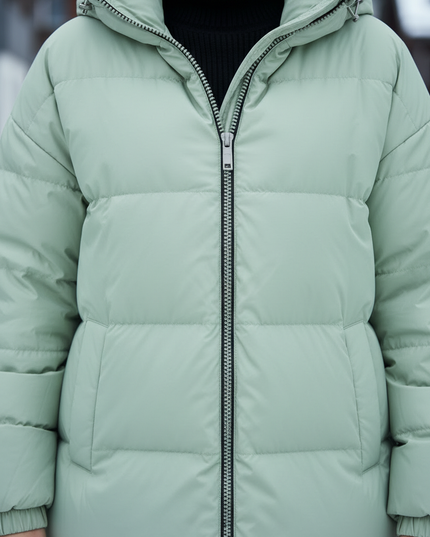 Daunenjacke lang mit Kapuze Damen 80% Daunen - Ansicht 4