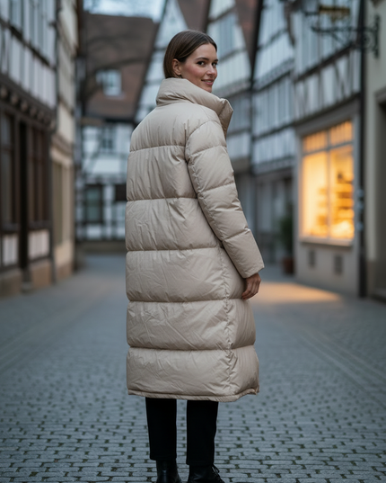 Daunenmantel Damen hell mit 90 % Daunenfüllung - Ansicht 2