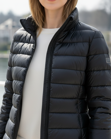 Dünne Daunenjacke Damen schwarz mit 90 % Daunen - Ansicht 4