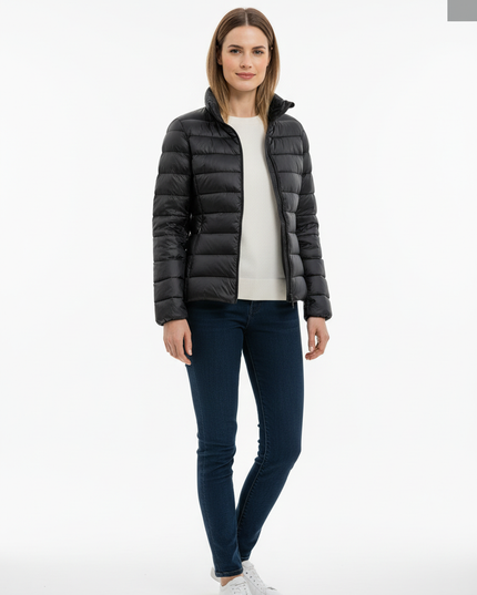 Dünne Daunenjacke Damen schwarz mit 90 % Daunen - Ansicht 5