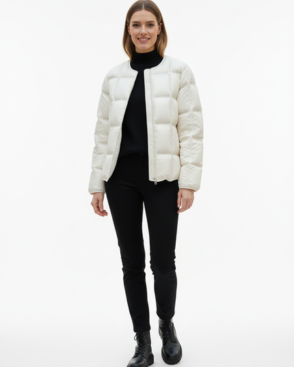 Kurze Pufferjacke Damen creme mit 90 % Daunen - Ansicht 5