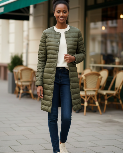 Leichte Daunenjacke Damen Grün mit Daunenfüllung - Ansicht 3
