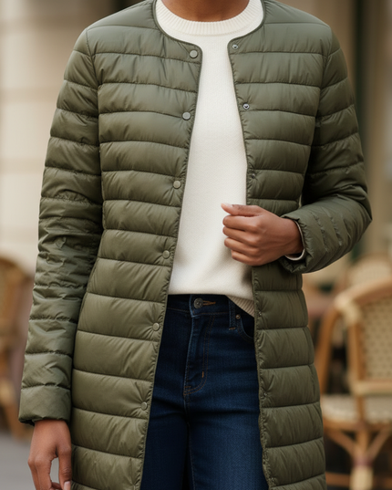 Leichte Daunenjacke Damen Grün mit Daunenfüllung - Ansicht 4
