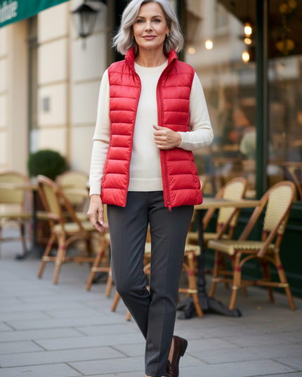 Ultraleichte Daunenweste Damen rot 280 g - Ansicht 1