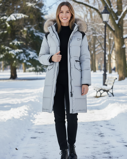 Wasserdichter Daunenparka Damen mit Kapuze - Ansicht 3