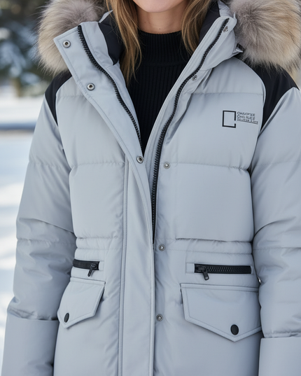 Wasserdichter Daunenparka Damen mit Kapuze - Ansicht 4